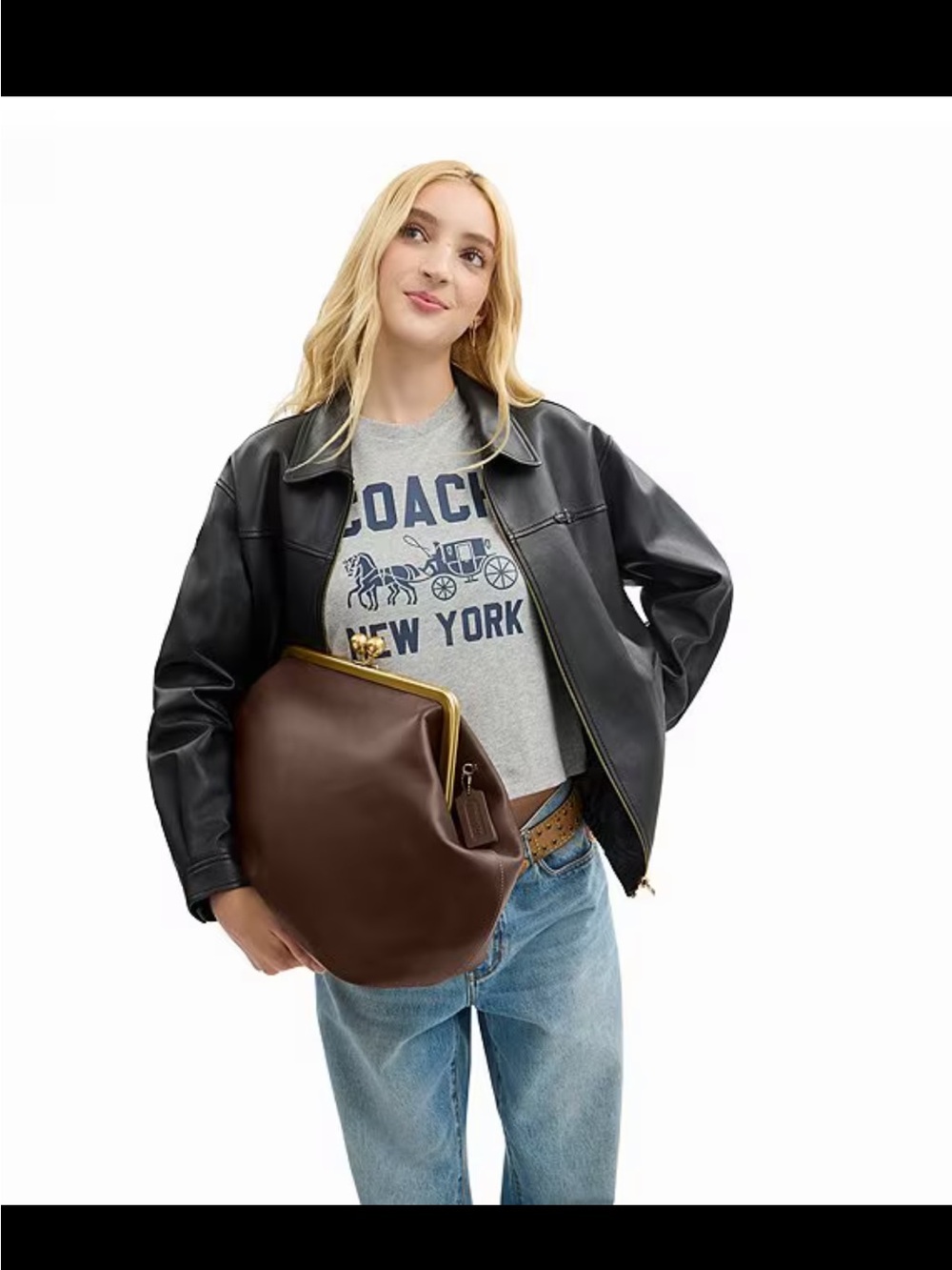 Coach Brown Leather Kiss-Lock Frame Shoulder Bag
